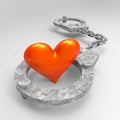 Love heart in handcuffs Royalty Free Stock Photo