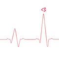 In love heart. Heartbeat rhythm graph on a white background.