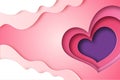 03.Love and heart landing page background template paper art style