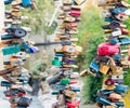 Love Heart Locks. Colorful Padlocks Tree On Bridge Railing Royalty Free Stock Photo