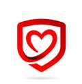 Shield heart logo vector icon Royalty Free Stock Photo