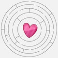 Love heart maze or labyrinth valentines day Royalty Free Stock Photo