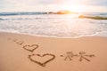 Love heart painting on beach Royalty Free Stock Photo