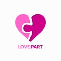 Love heart part puzzle vector logo