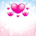 Love heart pink background