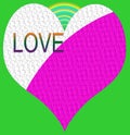 love and heart with rainbow and green background