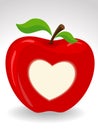 Love heart on red apple Royalty Free Stock Photo