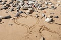 Love Heart on Sandy Beach Royalty Free Stock Photo