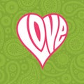 Love heart on seamless paisley background