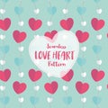 Love Heart Seamless Pattern on Romantic Pastel Color. Vector Illustration. Royalty Free Stock Photo