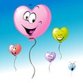Love heart shape colorful valentines balloon cartoon fly on blue sky design - vector Royalty Free Stock Photo