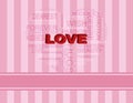 Love Heart Shape Word Cloud on Pink Background Royalty Free Stock Photo