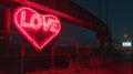 Love heart shaped neon billboard in the night city Royalty Free Stock Photo