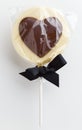 Love heart shaped chocolate lolly