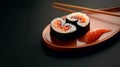 love heart shaped shushi roll for the passion and love of japanese sushi maki foor or fine dining, Generative AI