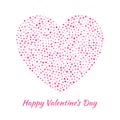 Love heart silhouette from gentle flying pink hearts isolated on white background. Valentines Day card design. Royalty Free Stock Photo