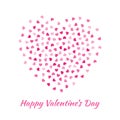 Love heart silhouette from gentle flying pink hearts isolated on white background. Valentines Day card design. Royalty Free Stock Photo