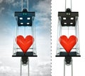 Love heart in sky elevator concept also isolated one Royalty Free Stock Photo