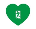 Love heart with symbol and sign of exit - man leaving relationship and partnership. Breakup, divorce, splitup and end of love