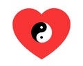 Love heart with symbol of Ying and Yang Royalty Free Stock Photo