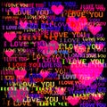 Love and heart text on the black background. Royalty Free Stock Photo