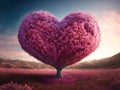 Heart tree. Red heart shaped tree. Valentine background. Love. Valentines day illustration Royalty Free Stock Photo