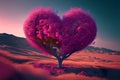 Heart tree. Red heart shaped tree. Valentine background. Love. Valentines day illustration Royalty Free Stock Photo