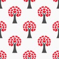 Love heart trees seamless pattern