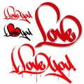 I Love You. Love Graffiti, Calligraphy.