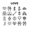 love heart valentine romantic icons set vector
