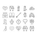 love heart valentine romantic icons set vector