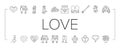 love heart valentine romantic icons set vector