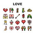 love heart valentine romantic icons set vector