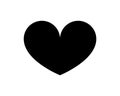 Love heart vector icon black silhouette isolated on white background Royalty Free Stock Photo