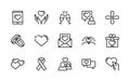 Love and heart, wedding ring, hand, couple, proposal, romance vector linear icons set. Isolated collection of love icon