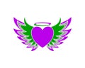 Love heart wing freedom vector logo Royalty Free Stock Photo