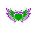 Love heart wing freedom vector logo