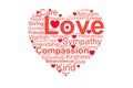 Love Heart word cloud, in heart shape Royalty Free Stock Photo