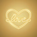Love Heart Yellow Neon Banner