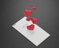 Love hearts cellphone mobile phone 3d-illustration