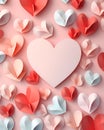 Love hearts composition origami paper background for Mothers Day Royalty Free Stock Photo