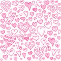 Love hearts seamless pattern. Doodle heart. Romantic background. Vector illustration Royalty Free Stock Photo