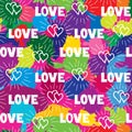 Love hearts seamless pattern. Doodle ornamental hand drawn background