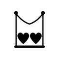 Love hearts on a swing icon