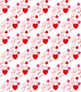 Love hearts and text messages repeating vector patten