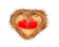 Love hearts valentines red chestnuts nest isolated for