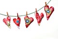 Love hearts on washing line Royalty Free Stock Photo