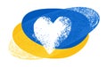 Grungy banner in Ukrainian colors with heart shape