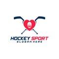 Love Hockey sport logo design template. Modern vector illustration. Badge design