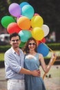 Young couple with balloons Royalty Free Stock Photo